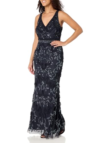 Aidan Mattox by Adrianna Papell Women's Long Sleeveless Gown, Twilight