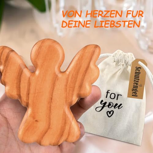 Guardian Angel Christliche Geschenke Schutzengel Figur, Handschmeichler Holz Olivenholz Taufe Glücksbringer Prüfung Schutzengel Geschenk für Familie Freunde Patient