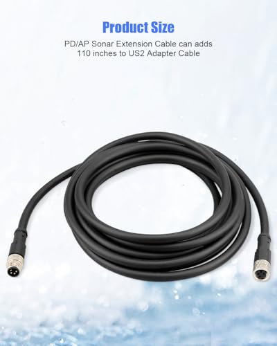 Image of 2211415 Cable Extension, Universal Sonar Extension Cable (US2) Fit for Minn Kota Trolling Motor & Lowrance Fishfinder, PD /AP 110 Inch, black