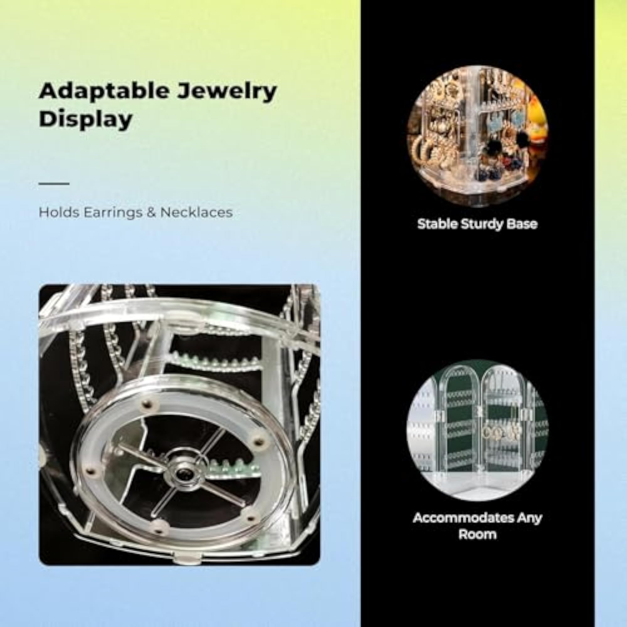 Rotating Jewelry Organizer Earring Holder Necklace Stand