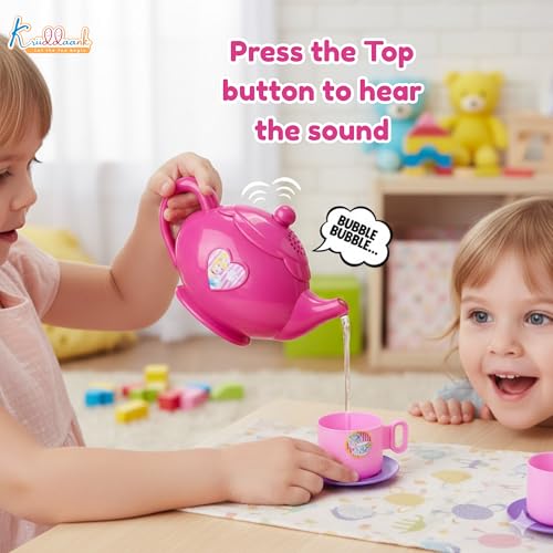 Image of Disney Princess Tea Party Set - 15 Piece Pretend Play Kitchen Toy with Electronic Kettle, Realistic Boiling Sounds & Music - Non-Toxic & Child Safe|Birthday Gift for Kids Ages 3+