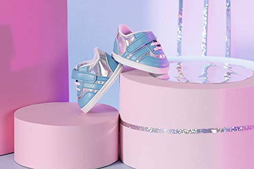 Zapf Creation 831779 BABY born Sneakers blau 43 cm - hellblau silber glitzernde Puppenschuhe – Bild 4