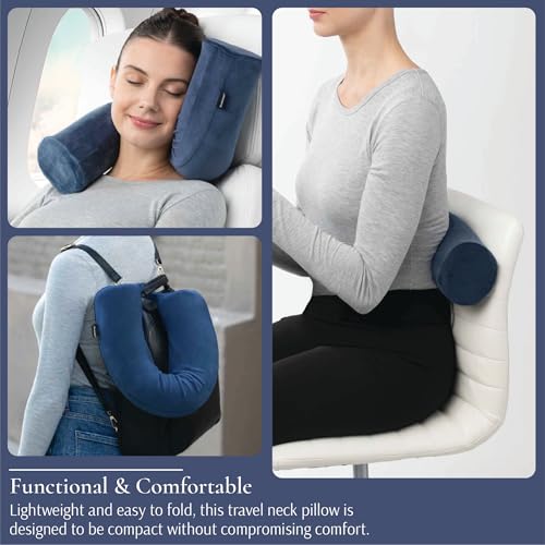 Image of Brookstone Free Form Travel Pillow Lightweight Flexible Memory Foam Pillow | Adjustable Internal Spine Shapes Into a U, Roll or Curve for Neck, Back or Side-Sleeper Support, Foldable for Any Trip