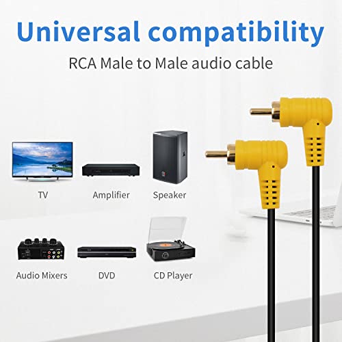 Duttek 90 Degree RCA Cable 0.15M 1-pack,Right Angle Audio Cable for Home Theater,Subwoofer,HDTV and DVD or other with audio connection equipment (90 Degree RCA Cable Male to Male) - Image 3