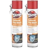 Kraken Bond Extreme Orange Fire Block Foam - (2x24oz) Fire Rated Polyurethane Spray for Gap Filling, Sealing on Windows, Walls, Joints & Pipes, Straw Use High Expansion Fire Proof Foam - 2 Pack