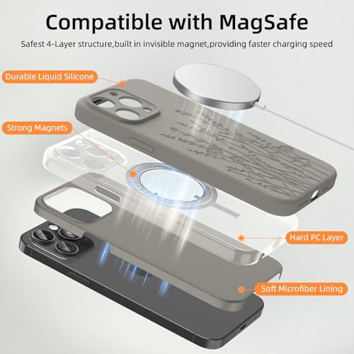 OAOA Engraved for iPhone 14 Pro Case, Light Gray Flower - image 3