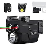 TAKTIIK Shockproof Red Green Laser Light Combo for Pistol, Multifunction 500 Lumens Tactical Flashlight Laser Combo with Strobe Mode, USB Rechargeable Tactical Flashlight Laser Sight for Handguns