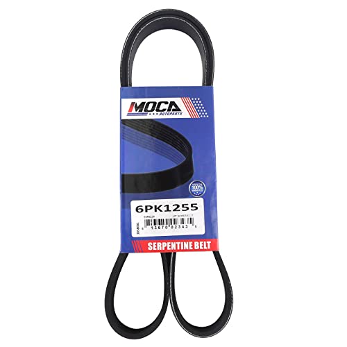 MOCA 6PK1255 EPDM Serpentine Belt Compatible with 2017-2019 for Hyundai Elantra 1.6L, 2009-2017 for Toyota RAV4 2.5L, 2014-2017 for Kia Forte5 1.6L, 2011-2016 for Scion tC 2.5L