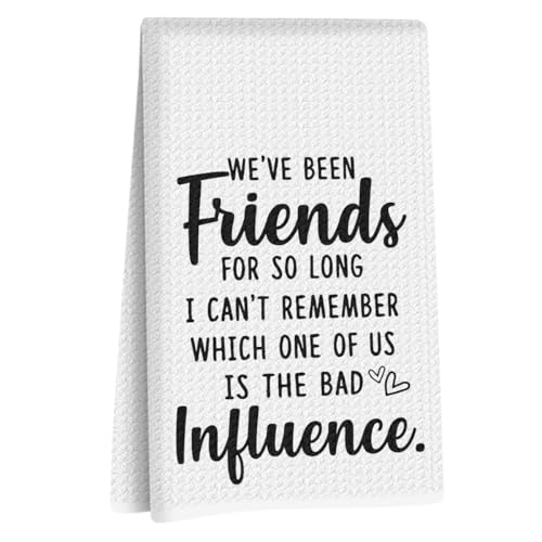 Image of Hanamiya Na Funny Sarcastic Friend Gifts Kitchen Towels 24x14 Inch, Humorous Friendship Gift Reusable Dish Towels for Kitchen Decor, Waffle Weave Absorbent Hand Towel, BFF Gifts for Women Friend