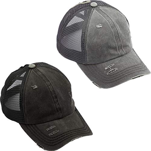 Image of Funky Junque Womens Baseball Cap Dad Hat Ponytail Messy Bun Trucker Ponycap