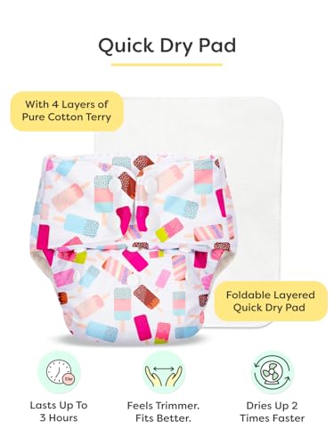 Image of SuperBottoms BASIC Cloth Diaper Combo | 2 Reusable Diapers + 2 UltraThin Dry Pads + 5 Disposable Top Sheets | Adjustable, Washable, Rash-Free & Eco-Friendly for Babies (3M-3Y)