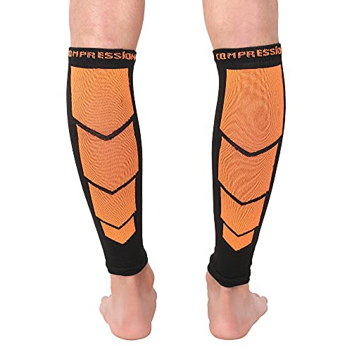 Image of NEVER LOSE Calf Compression Sleeves for Men & Women, Unisex. Shin Splint Leg Sleeves. Graduated Compression for Calf Strains, Shin Splints and Varicose Veins,Recovery & Prevention