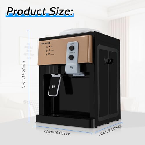 5 Gallon Primo Water Cooler Dispenser Desktop Electric Hot and Cold Water Cooler 3 Temperature Settings Water Dispenser Countertop for Home Office Coffee (Champagne Gold and Black)