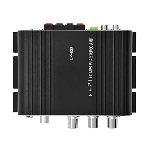 Power Amplifier Stereo Amplifier,Digital Amp Mini HiFi 2.1 Stereo Bass Auto Car Home Audio Power Amplifier with & 3.5mm Audio Input,Two Pairs of Speaker Output Clips