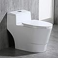 WOODBRIDGE Modern Design, One Piece Dual Flush 1.0/1.6 Gpf,with Soft Closing Seat, White, Elongated Toilet, B0735/T-0018