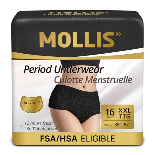 Image of MOLLIS Disposable Period Underwear, Postpartum Panties, XXL, Black, 16Ct
