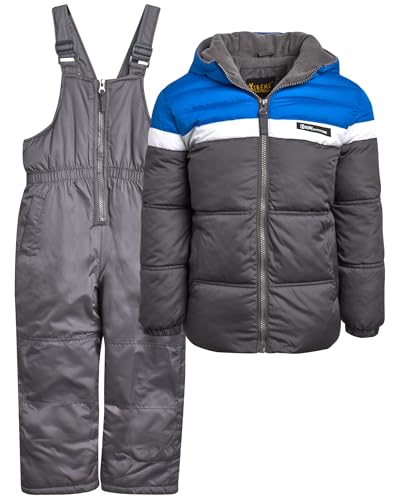 ixtreme boys snowsuit set - 2 piece insulated ski jacket and overall snow bibs for boys sizes 12m-7