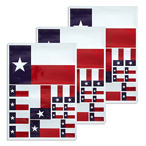 Image of CANTENDO 3Pack Texas Flag Decal - Texans Flags Reflective Vinyl Car Stickers - for Car Window Bumper Waterproof Sticker (12 x 8.5 Inch)