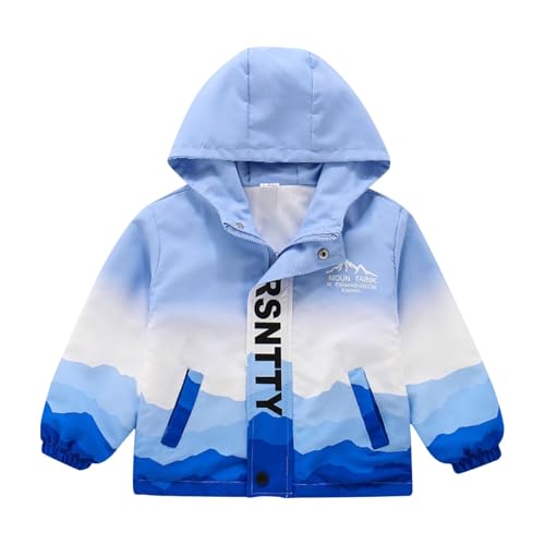 Boys Girls Waterproof Jacket Casual Lightweight Fashion Hoodie Kids Zip Up Long Sleeve Snap Fastener Coat Hooded