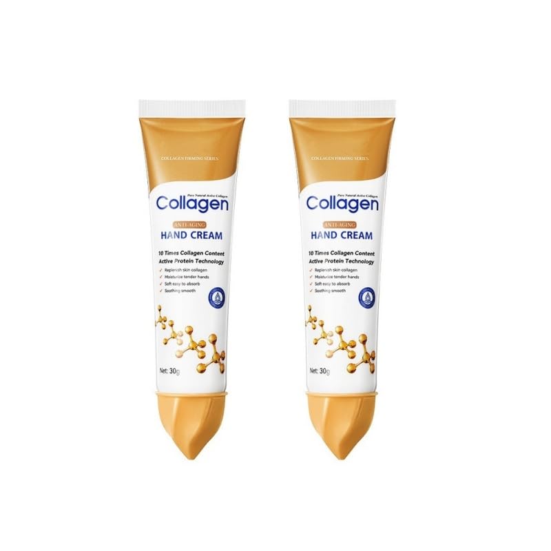 Collagen Hand Cream, 10 Times Collagen, Replenishes Skin Collagen and Nourishes Hands (2PC)