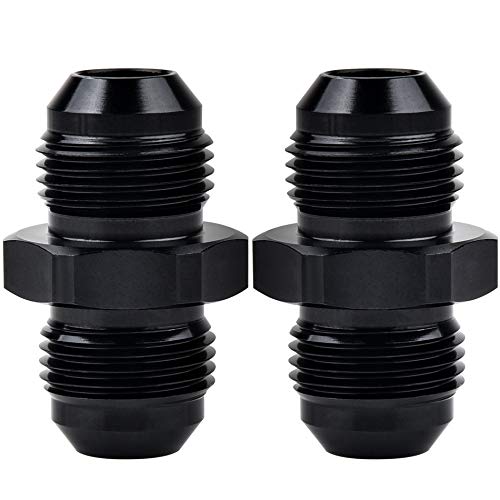 EVIL ENERGY 8AN Male to 8AN Male Flare Coupler Union Straight Fuel Hose Adapter Fitting Black 2PCS