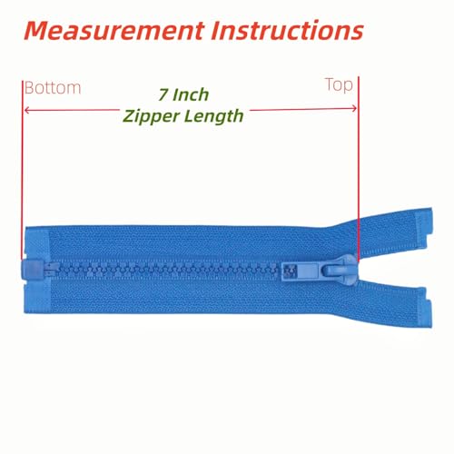 Image of YaHoGa 2PCS #5 7 inch Separating Jacket Zippers for Sewing Coats Jacket Zipper Replacement Plastic Zippers Bulk (7 inch Blue)