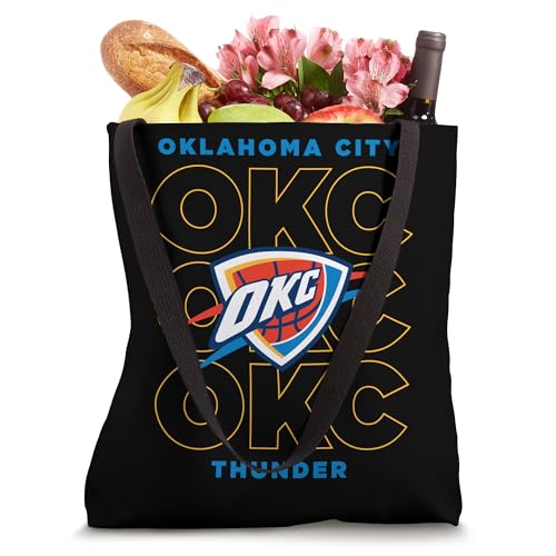 Bolso tipo tote negro con logo de la ciudad apilado de Oklahoma City Thunder NBA miniatura 4