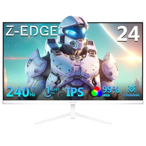 Image of Z-Edge 24 inch 240Hz 165Hz Gaming Monitor, FHD 1080p, MPRT 1ms, IPS Monitor Gaming, 350nits, 16.7M Colors, 99% sRGB, UG24PJ Frameless Bezel, DP x1, HDMI x1(White)