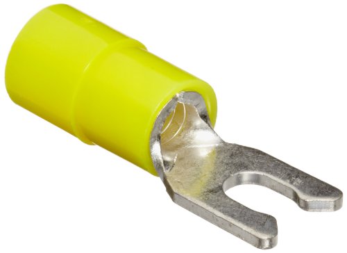 Morris Products 11734 Locking Spade Terminal, Nylon Insulated, Yellow, 12-10 Wire Size, #6 Stud Size (Pack of 100)