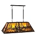 Meyda Tiffany 175341 Landscape, Scenes Six Light Oblong Pendant from Tall Pines Collection in Wrought Iron Finish, 17.00 inches