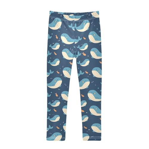 Wusikd Blue Whale Girls' Leggings Toddler Doodles Cute Kids Yoga Pants Dance Active Tights 4T