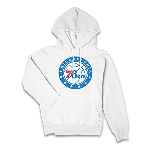 LOCPM LICOPC Philadelphia-76ers-wallpaper Womens Hoodie Printed Round Neck Long Sleeve Pocket Casual Sweatshirt White L