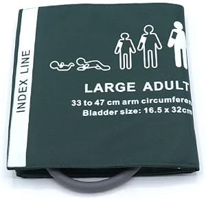 Universal NIBP Cuff for LargeAdult, 33-47 cm Single Tube Reusable Nylon Replacement Blood Pressure Cuff, No Connector