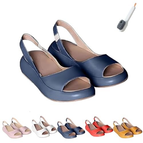 Allen & Moore Solea Cushioned Sandals, 2025 New Summer Lightweight Slip-On Flats for Women, Round Peep Toe, Ultra-Soft Shock-Absorbing Comfort