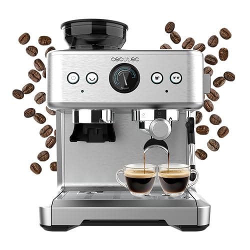 Cecotec Macchina da Caffè Espresso da 20 Bar Power Espresso 20 Barista. 2250W, Manometro, 2 Thermoblock, Lancia Vapore Orientabile, Contenitore per Caffè in Grani e Macinacaffè con 20 livelli
