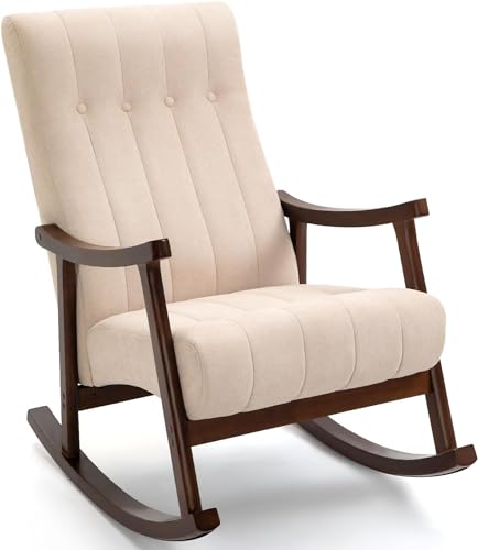 AVAWING Upholstered Solid Wood Rocker