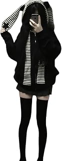 [KEWJYUE] 地雷系 パーカー レディース ウサギ耳 長袖 病みかわいい フード付き 大きいサイズ 量産型 サブカル トップス ジップアップパーカー 普段着