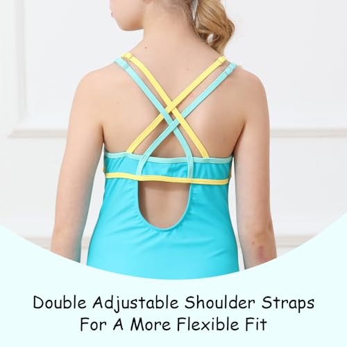 Image of Belovance Girls Swimsuit One Piece Swimwear Adjustable Straps Back Cutout Athletic Sport Kids Tween Bathing Suit 5-14 Years