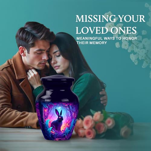 Image of Rabbit Urn - Funeral Urn for Ashes - 3 Inch - Pack of 2 - Cremation Urns - Ash Keepsakes for Human Ashes - Decorative Urns for Adult Male & Female