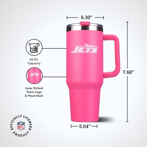 Image of The Memory Company Officially Licensed NFL - New York Jets 40oz Pink Game Day Tumbler with Team Logo