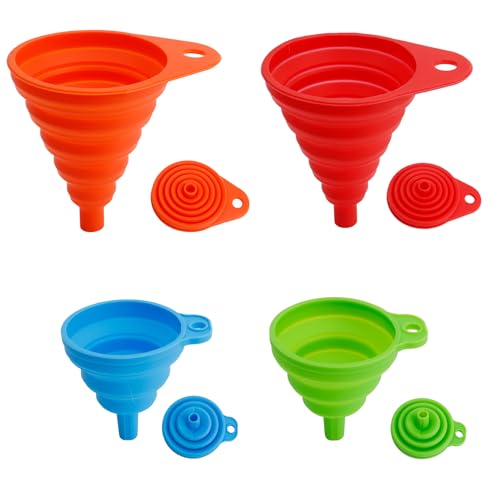 Kitchen Funnel Set of 4, Food Grade Foldable Small and