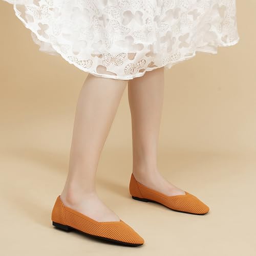 YING LAN Womens Knit Ballet Flats Shoes,Ladies Comfortable Dress Shoes Casual Slip On Soft Ballerina Walking Flats Shoes4