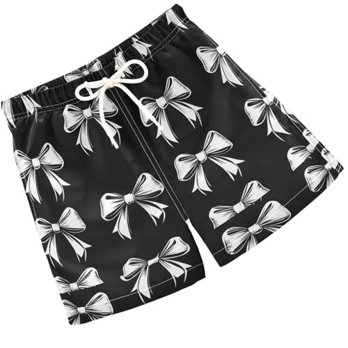Pigsaly Boys Swim Trunks Black White Bow Boys Board Shorts Swimsuit Swimwear Summer Bathing Suit 4T - Main Image