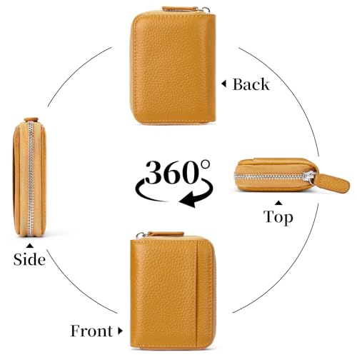 Image of SENDEFN RFID Credit Card Holder for Women Small Leather Zipper Card Case Wallet 15 Slots