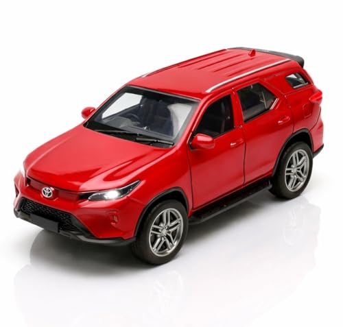 Image of 1:36 Scale Fortuner Toy Car - Toyota Die-Cast Mini Metal Pull Back SUV with Openable Doors, Lights & Music - Alloy Model Vehicle for Kids, Boys & Collectors【Red】