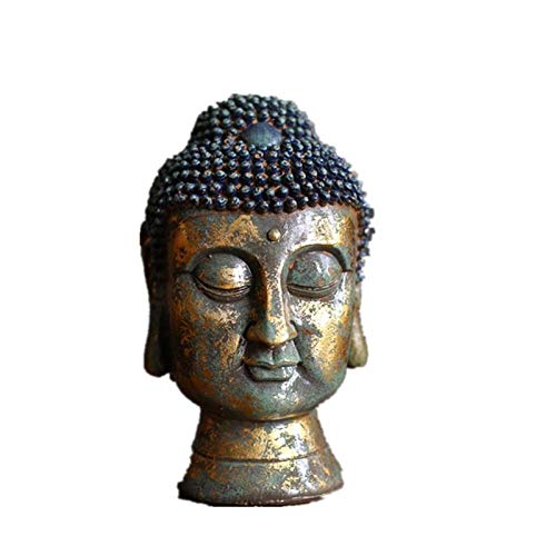 Statue Tête de Bouddha en résine rétro pour décoration intérieure