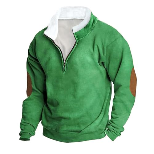 Mens Vintage Quarter Zip Sweatshirt Pullover Western Casual Fashion Long Sleeve Sweatshirts Tops for Men