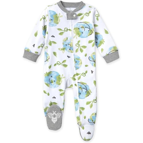 Image of Burt's Bees Baby Baby Girls Pajamas, Zip Front Non-Slip Footed Sleeper Pjs, 100% Organic Cotton