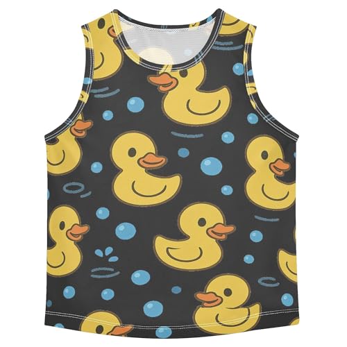 JUNZAN Yellow Rubber Duck Dark Boys Tank Top Sleeveless Casual Vest Tees Kids Shirt for Soccer Teenis Exercise Beach 3T