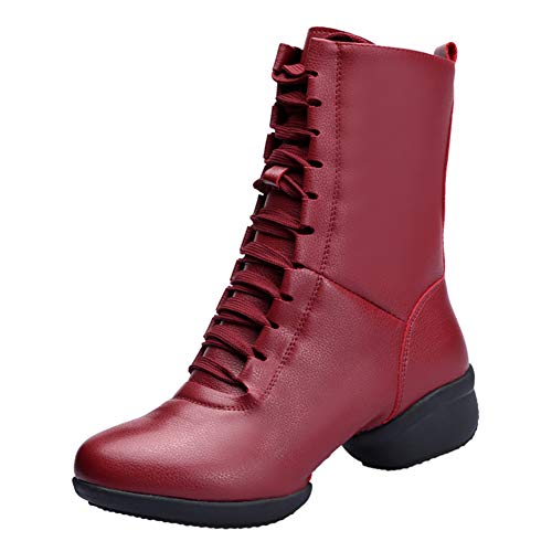 HIPPOSEUS Women's High Top Breathable Soft Modern Dance Shoes Jazz Boots Dance Sneakers with Split Sole
